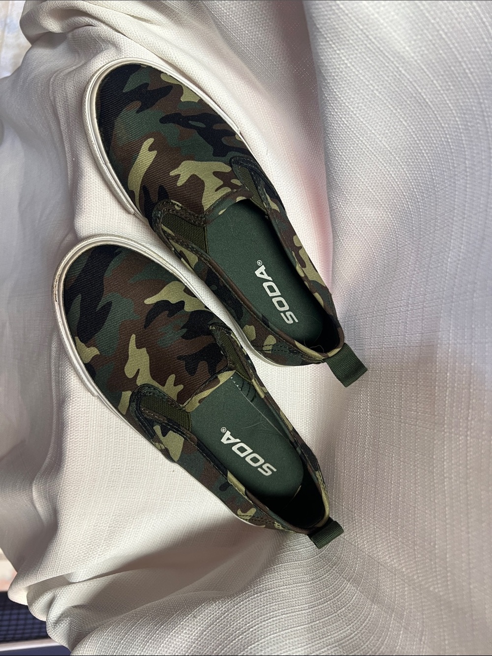 Soda Camouflage Slip-On Sneakers - Green, Black, Brown - Picture 2 of 2